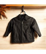 Vtg CLASS CLUB Leather Black Kids Jacket Size 3 Toddler 3T Biker Bomber ... - $61.10 CAD