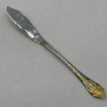 Oneida Golden Amaryliss Butter Knife Glossy Stainless Flatware Gold Accent - $6.03