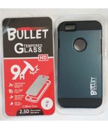 GREY BULLET HARD CELL PHONE CASE &amp; IMPACT RESISTANT PROTECTIVE GLASS IPH... - $9.06 CAD