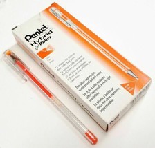 NEW Pentel 12-PACK Hybrid Gel Roller Ball Pen ORANGE Waterproof Ink Fine... - £12.22 GBP