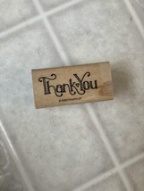 Stampin&#39; Up! &quot;Thank You&quot; Outlined Print 1996 Rubber Stamp Wood #J51 - £7.57 GBP
