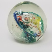 Paperweight Austrian Rainbow Landscape Suspended Bubble Handmade Glass Vintage  - £14.87 GBP