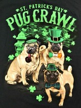 St Patrick&#39;s Day Pug Crawl Black T Shirt Green Irish Dogs Mens XL  - £17.68 GBP
