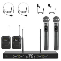 Wireless Microphone System, 4-Channel Wireless Mic Set With Handheld/Bodypack/He - £302.05 GBP