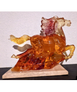 MURANO STYLE AMBER YELLOW GLASS/CRYSTAL COMPOSITE HORSE SCULPTURE - EXCE... - £192.66 GBP