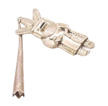 925 Sterling Silver Vintage Pendant NAVAJO Designer Carved Trible Man  P... - $159.22
