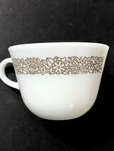Vintage Pyrex Woodland Coffee Tea Mug Cups Lot Of 4 Brown Floral Milk Glass - $12.43