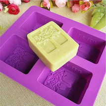 4-Cavity Rectangle Tree Soap Mold Cake Mold Silicone Resin Mould Chocolate Mold  - £8.19 GBP