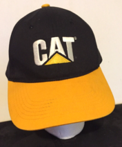 CAT caterpillar HAT Logo cap Black &amp; Yellow Baseball Adjustable 100% cotton - £7.79 GBP