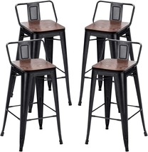 Counter Height Barstools Industrial Counter Stool With Wood Top (Low Back,Matte - £135.48 GBP