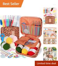 58-Piece Beginner's Crochet Kit: Ergonomic Hooks &amp; Yarn for Effortless C... - $41.53
