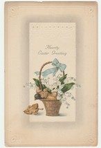 Vintage Postcard Easter Basket Chicks Lily of the Valley Flowers Embossed 1900&#39;s - £6.30 GBP