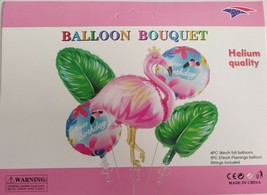 5 Pcs Balloons Bouquet Flamingo Fiesta Decoration Adult Happy Birthday Party - £13.49 GBP
