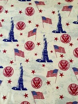 United We Stand - Liberty - Cotton Fabric On Beige Background By Santee Print - £3.57 GBP