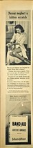 Band-Aid Adhesive Bandages Johnson&amp;Johnson Plain Pad -1948 Vintage Print Ad - $183.73 MXN