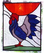 Blue Rooster Stained Glass window Panel - £137.61 GBP