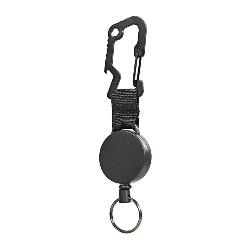 1pcs Retractable Pull Key Ring Chain Belt Clip With Carabiner Reel Card Badge - £8.27 GBP