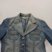 YMI RN#104369 Women's Blue Distressed Denim Jacket Pockets Size Medium image 12