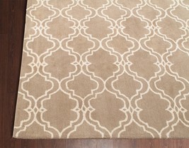 Moroccan Scroll Tile Mocha Brown Handmade Persian Style Woolen Area Rug ... - $17,813.69 MXN