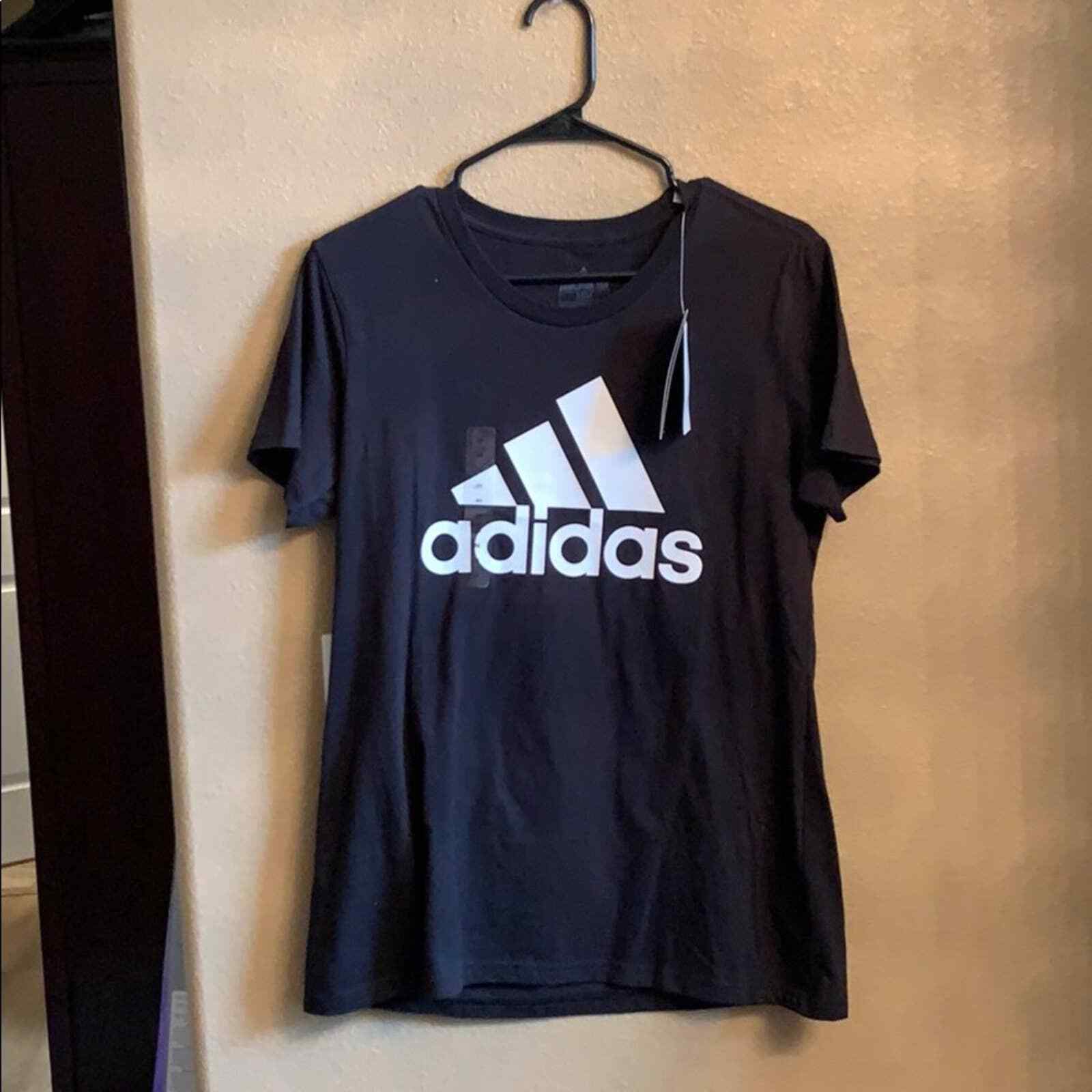 Primary image for NEW Adidas Black T-Shirt with White Logo