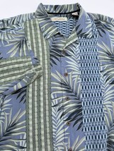 Tommy Bahama Hawaiian Camp Shirt Silk Bamboo Palm Leaves Tribal Geometri... - $27.12