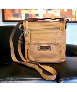 Sophie Caperelli Small Camel Leather Crossbody POCKETS GALORE Bag Purse - $50.46
