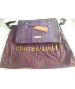 Charles David Large Purple Leather Clutch/Handbag Cleo W/ Dust Bag - $118.80