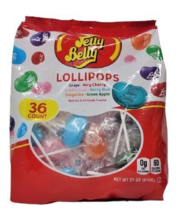 Jelly Belly Lollipops 36 Piece Bag Fruit Suckers Candy Cherry Apple Berry Grape - $23.45