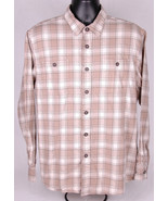 WRANGLER Western Shirt-L-Tan-Button Front-Plaid-Rodeo Cowboy Ranch Farm ... - £20.09 GBP