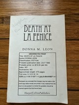Death at La Fenice (Paperback or Softback) Uncorrected Proof Donna M. Leon - £19.34 GBP