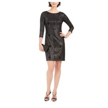 Jessica Howard Womens 16 Black Silver Chevron 3/4 Sleeve Mini Dress NWT ... - $44.09