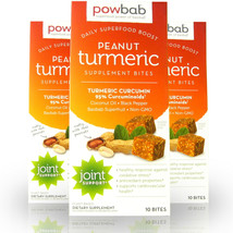 powbab Peanut Turmeric Supplement Bites, Organic Curcumin + Black Pepper... - £14.79 GBP