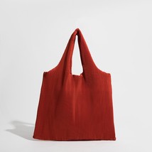 Large Capacity Pleated Tote Shopping Handbag Ruched Design Reusable Work Shoulde - £41.89 GBP