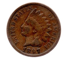 1897  Indian Head Cent Circulated abt Very Fiine - £4.73 GBP
