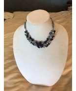 Navy And Gray Jeweled Necklace - £16.13 GBP