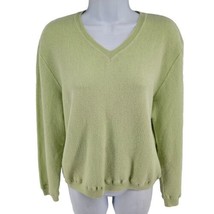 Peru Unlimited Baby Alpaca Wool Blend Green Sweater Womens Size M V-neck - £25.65 GBP