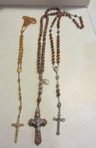 Vintage rosaries seed beads amber beads - $66.50