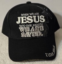 When We Ask Jesus Into Our Hearts We Are Saved Cross Baseball Cap ( Black ) - £11.51 GBP