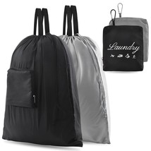 2 Pcs Dirty Laundry Bagupgraded With Handles And Aluminum Carabiner, Collapsible - £19.17 GBP