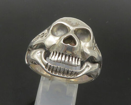 925 Sterling Silver - Vintage Skeleton Head Large Biker Ring Sz 14 - RG22307 - £97.30 GBP