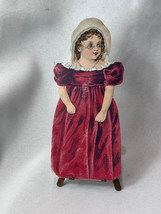 Antique 1800&#39;s Worcester Salt Co. Victorian Red Dress Girl Paper Doll Tr... - £23.70 GBP