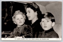 H.M. Queen Elizabeth With TRH Prince Charles And Princess Anne Postcard G35 - $8.95