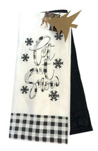 Let It Snow Applique Snowflakes Embroidered Dish Towels Set of 2 Buffalo Check - £18.70 GBP