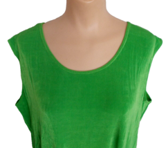 Sz 2X All Hours Slinky Knit Travel Top Bright Green 1990&#39;s Style Right - £9.33 GBP