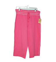 NEW Vintage Cotton Women Med Lounge Activewear Capri Pants Pink Drawstring Waist - £14.46 GBP