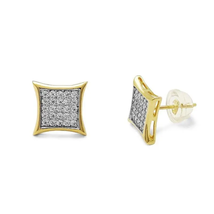 ADIRFINE 14K Solid Gold Square Micro Pave Cubic Zirconia Studs Earrings - £76.86 GBP+