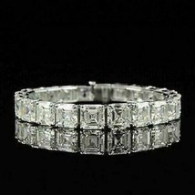 6Ct Asscher Simulated Moissanite Floral Shape Bracelet 14K White Gold Plated - £263.77 GBP