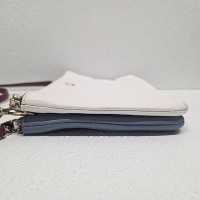 KATE SPADE Polly Double Gusset Medium Leather Crossbody Purse White Blue Item image 10