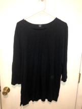 Lands End Womens Plus SZ 1X Pintuck Black 3/4 Sleeve Top Super Soft - £6.65 GBP