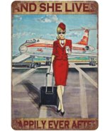 Flight Attendant And She Lived Happily Ever After Wall Art Tin Signs 8X1... - $223.50 MXN